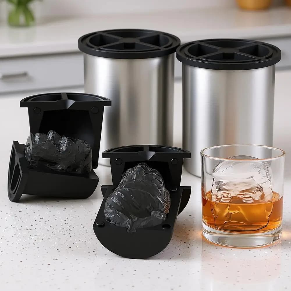 Stampo per Cubetti di Ghiaccio Trasparenti, Set da 2 Stampi in Acciaio Inox, 2 Stampi per Sfere di Ghiaccio Facili da Rilasciare