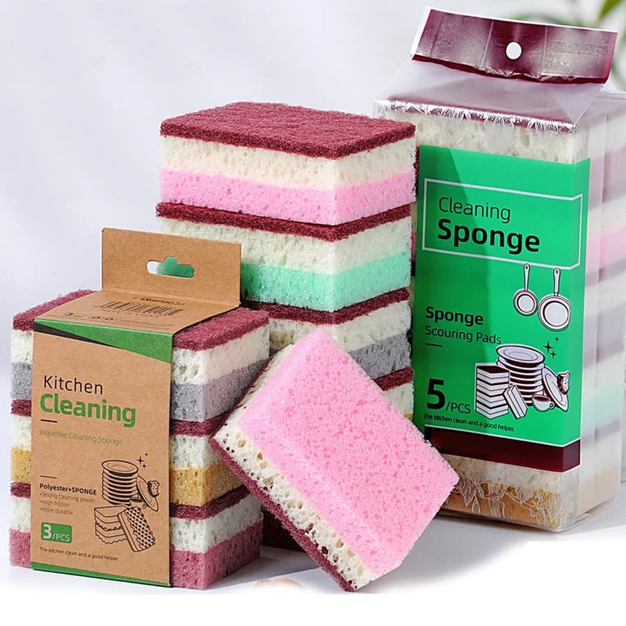 High density sponge cleaning cloth, dish washing cloth, kitchen supplies and non-fat catering, sponge brush, pot and bowl