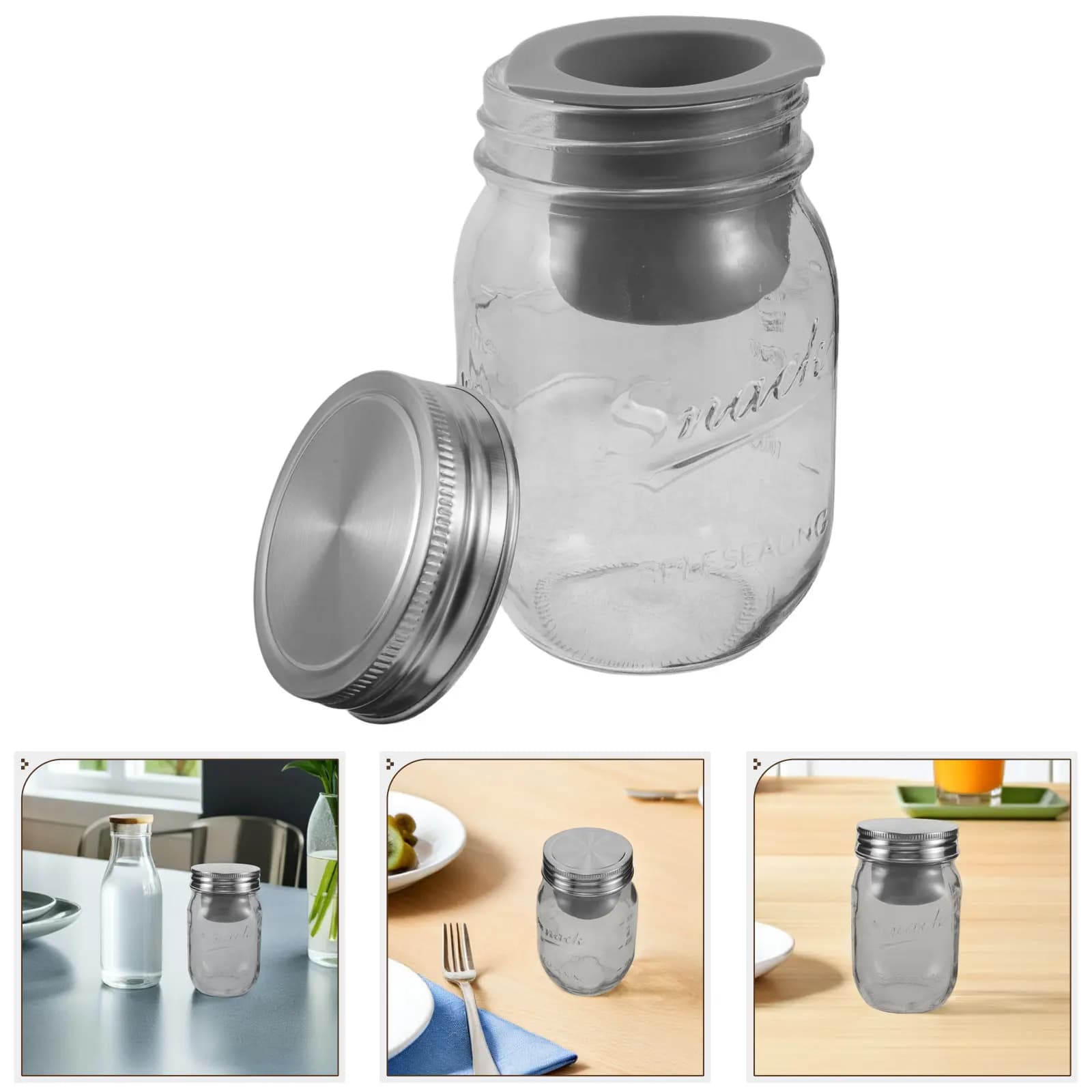 16 Fl Oz Glass Salad Prep Jars Leakproof Airtight Mason Jars for Travel Lunch Meal Storage Container Containers for Canning