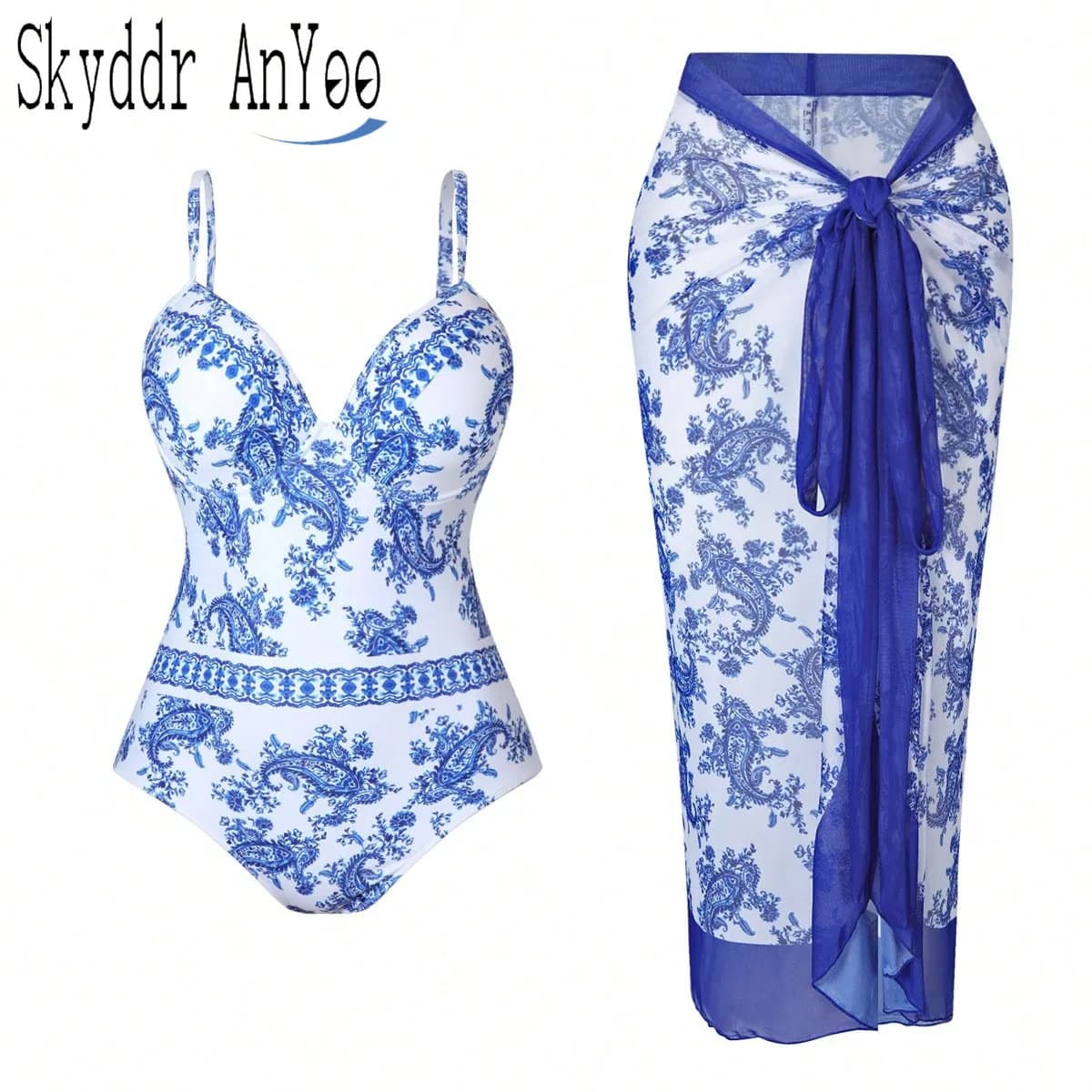 Summer Plus Size Full Bathroom Costume with Vintage Print for Women Swimwear Push Up swimsuit in the net swimsuit beach clothing