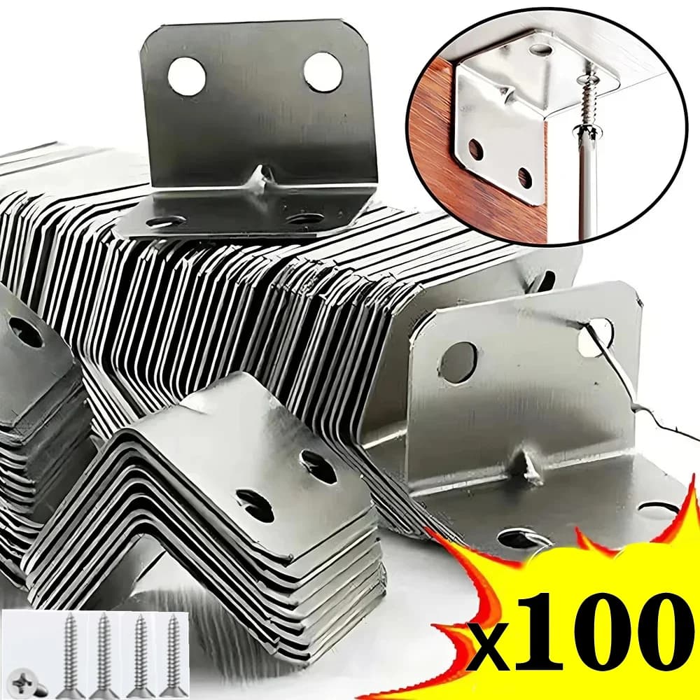 100/20 pcs. L angle connector for tables, chairs, cabinets and wardrobe - 90 degree bracket