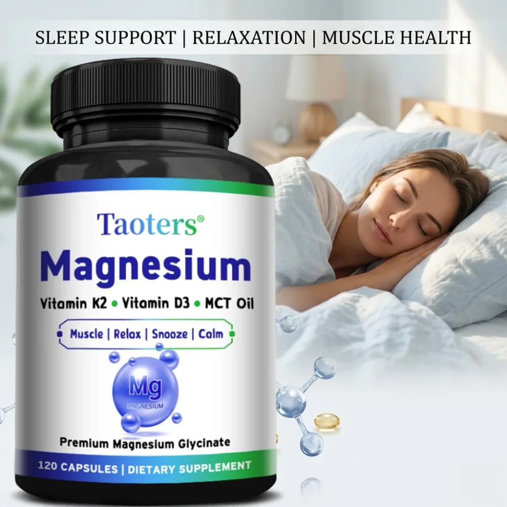 Magnesium and Vitamin D3 and K2 Supplements Help Maintain Normal Muscle Function, and Strong Bones, 120 Capsules