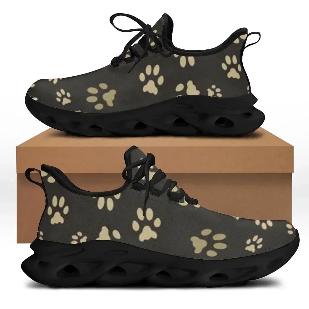 Sneakers da Donna con Stampa di Impronte di Animali, Scarpe Traspiranti con Lacci e Piattaforma, Zapatillas Casual per Signore