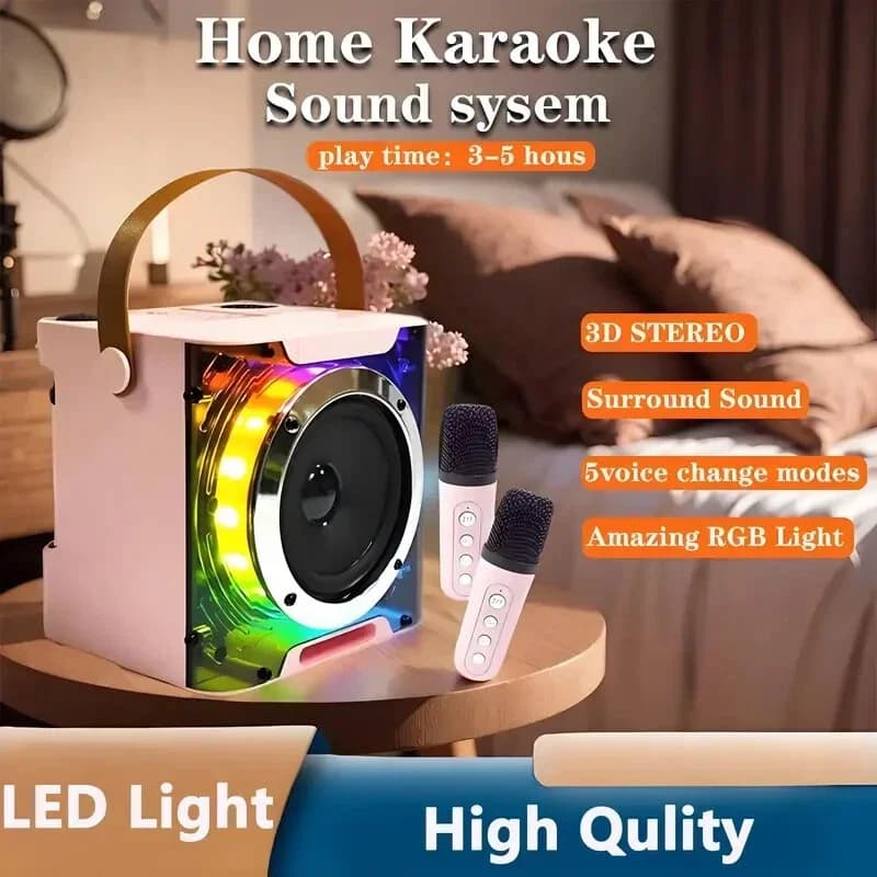 Macchina per karaoke con 2 microfoni wireless Altoparlante portatile Bluetooth 5.0