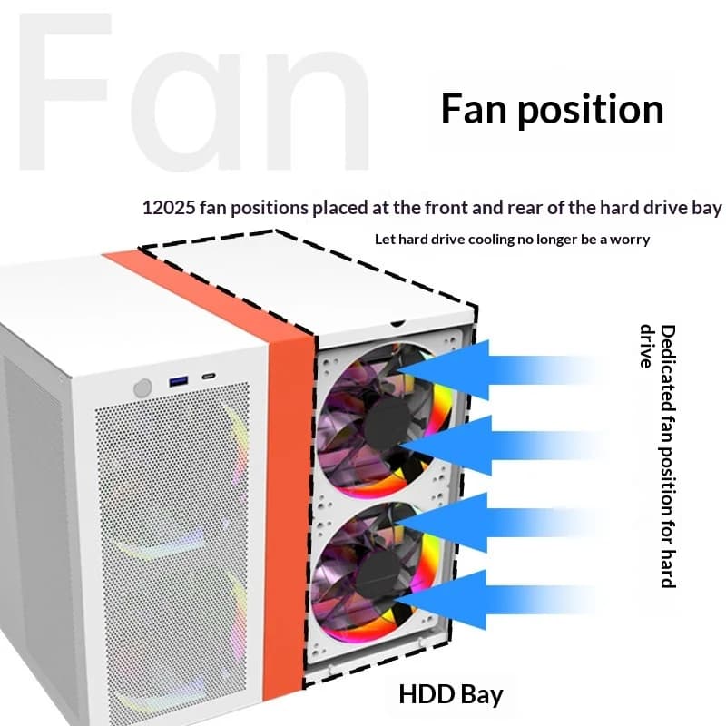 Case NAS a 8 Bay 22L con supporto ATX e MATX, chassis di archiviazione con ventola di raffreddamento frontale e alloggiamento per unità