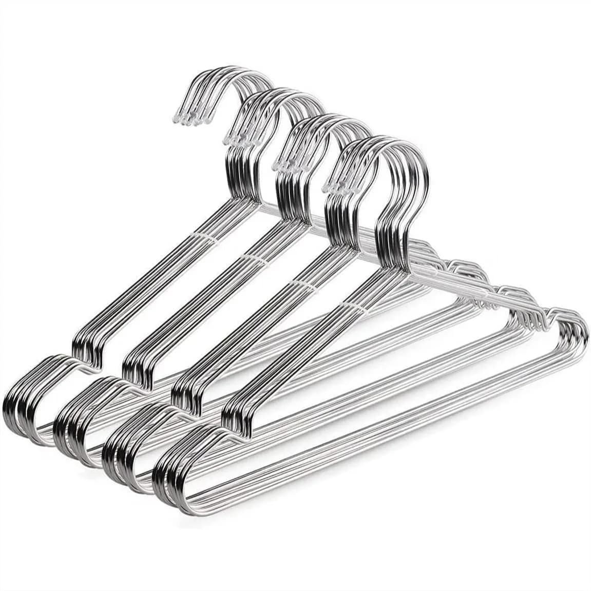 Stainless Steel Hangers with Grooves - Space Saving Heavy Duty Rustproof Metal Clothes Hangers for Tank Tops, Cardigans, Dorm &