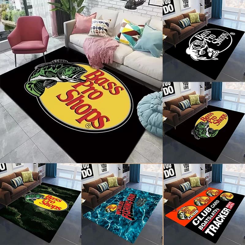 B-Bass Pro Shop Modello Soggiorno Tappeto Appassionato di Pesca Tappeto Antiscivolo, Tappetino per Camera da Letto Sala Giochi Cabina Decor