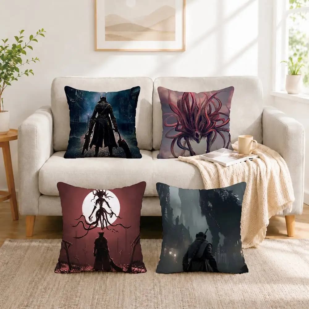 G-Game B-Bloodborne Square Double-Sided printed Pillow Case Bedroom Bedside Pillow Sofa Cushion Cover Gift