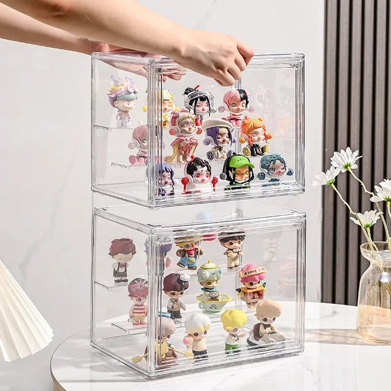 1 pz espositore acrilico a tre strati scaletta trasparente fatta a mano modello di auto anime scatola cieca scatola di immagazzinaggio scatola di smistamento gioielli