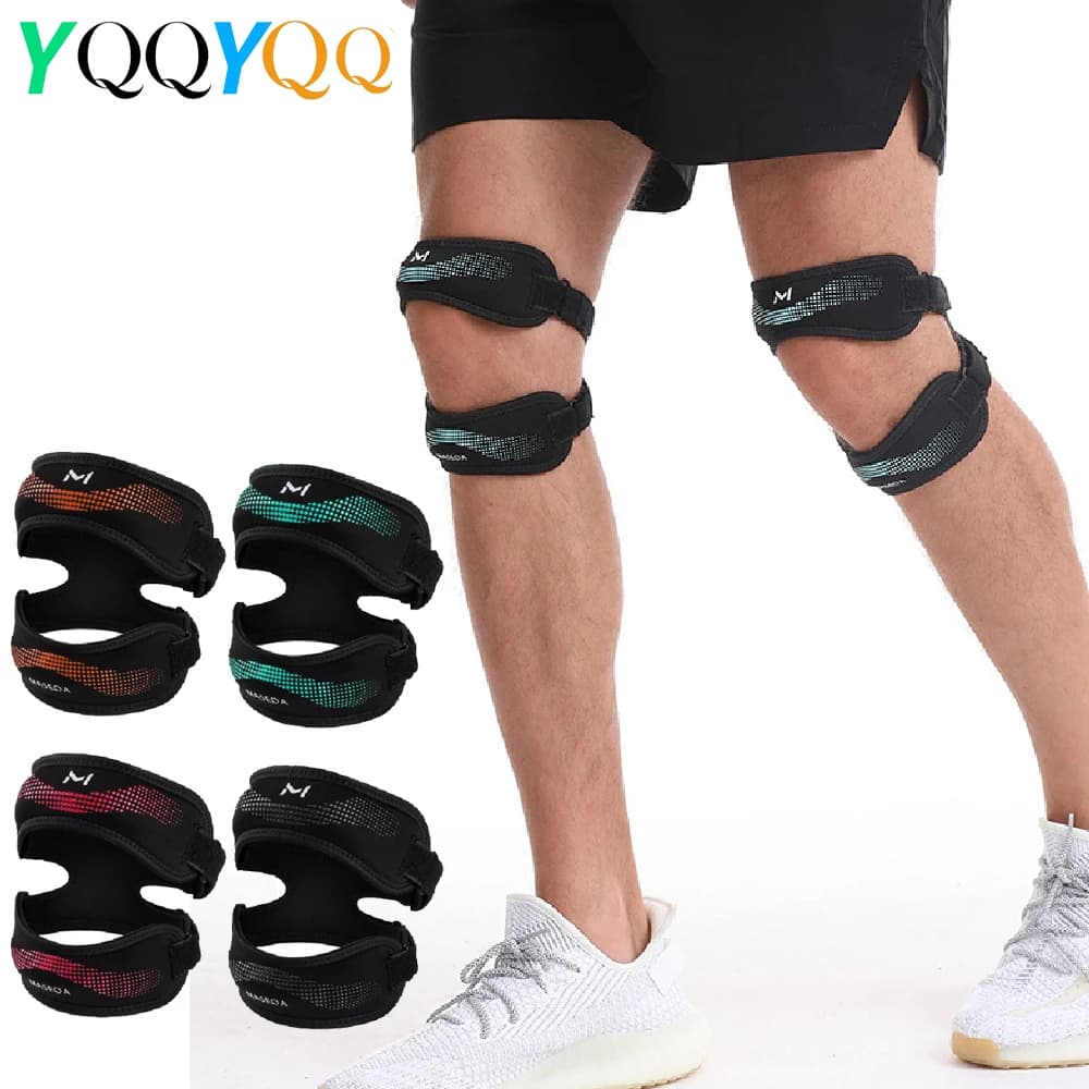 Supporto per ginocchio regolabile a doppia fascia (1 o 2 pezzi) con cuscinetti in gel superiori e inferiori, allevia il dolore al ginocchio e protegge durante lo sport e la corsa
