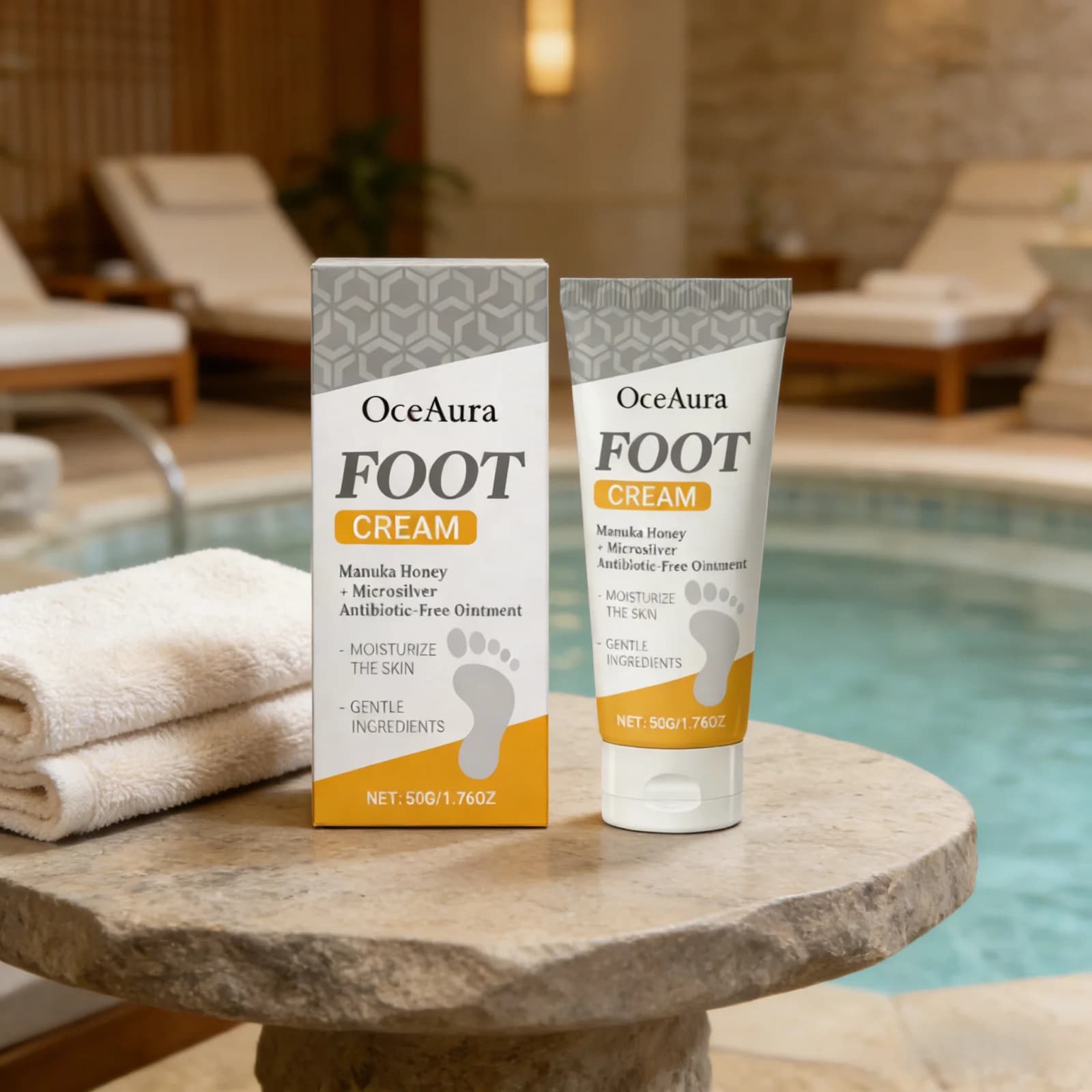 Crema Idratante per Piedi OceAura, Esfoliante, Ammorbidente, Riparatrice, Lenitiva, ad Assorbimento Rapido, Non Unta, Delicata per Talloni Screpolati