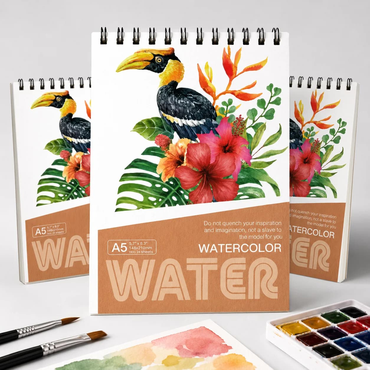 A5 Watercolor Pad, Acid-Free Premium Paper, Spiral Bound Watercolor Sketchbook for Watercolor Painting & Sketching, Back to School Art Supplies for Students & Artists