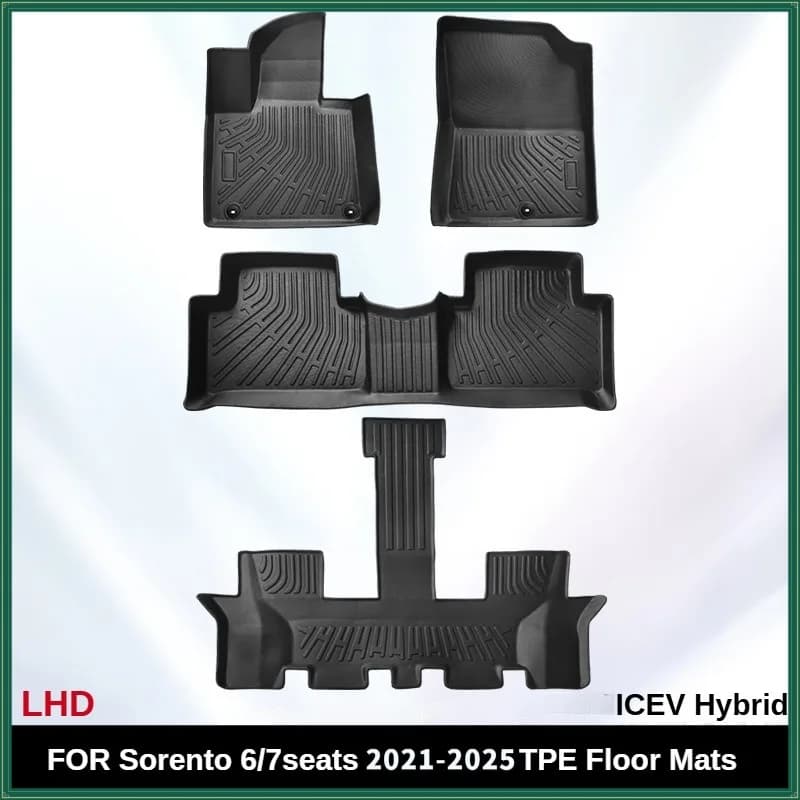 Tappetini in TPE per KIA Sorento 2021-2025 6/7 posti ICEV Hybrid LHD Impermeabile antiscivolo Custom Fit Accessori per tutte le stagioni