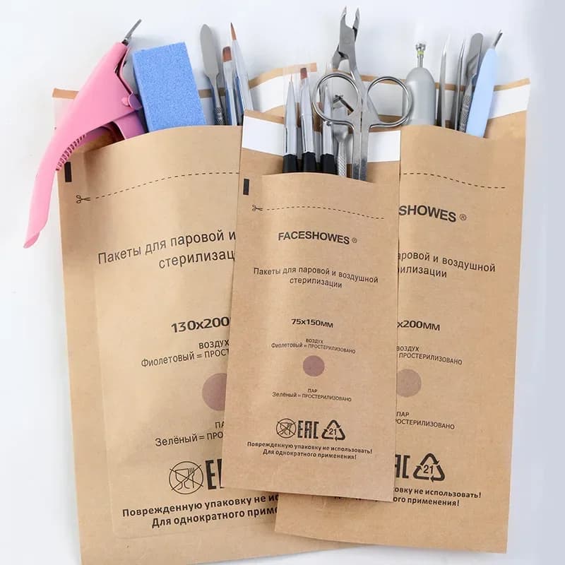 50Pcs Disposable Sterilization Disinfection Bag Set Nail Tools Sterilizer Kraft Bag Nails Equipment Disinfection Accessories