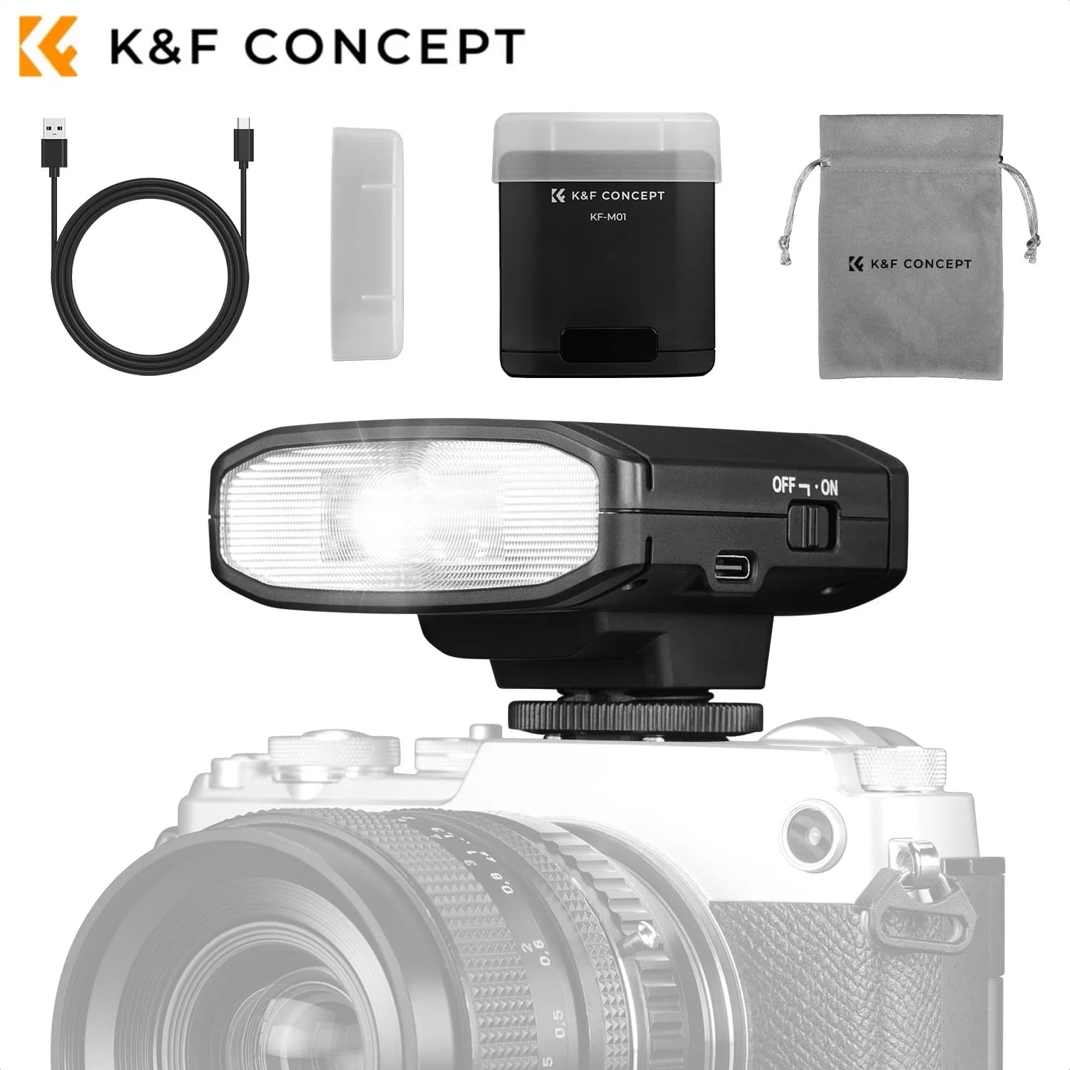 K&F CONCEPT Mini fotocamera Top Flash Light GN12 5600K 2000mAh Flash per Canon Fuji f1-230 Sony zv1 Nikon Olympus La maggior parte delle fotocamere reflex