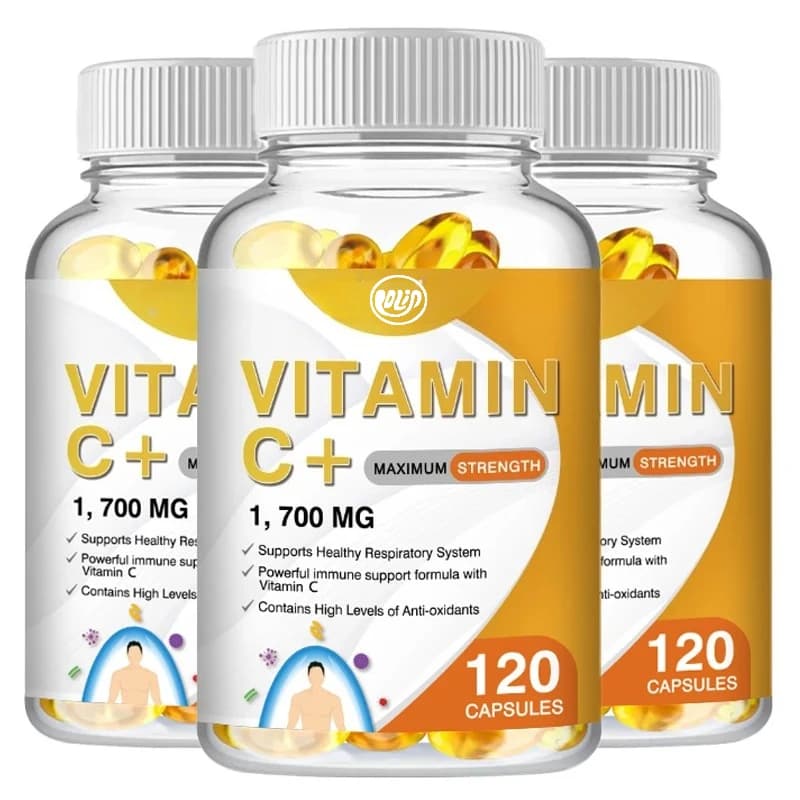 Vitamin C capsules 1700 mg - with vitamin D3, zinc, elder - Stimulator of the immune system and collagen