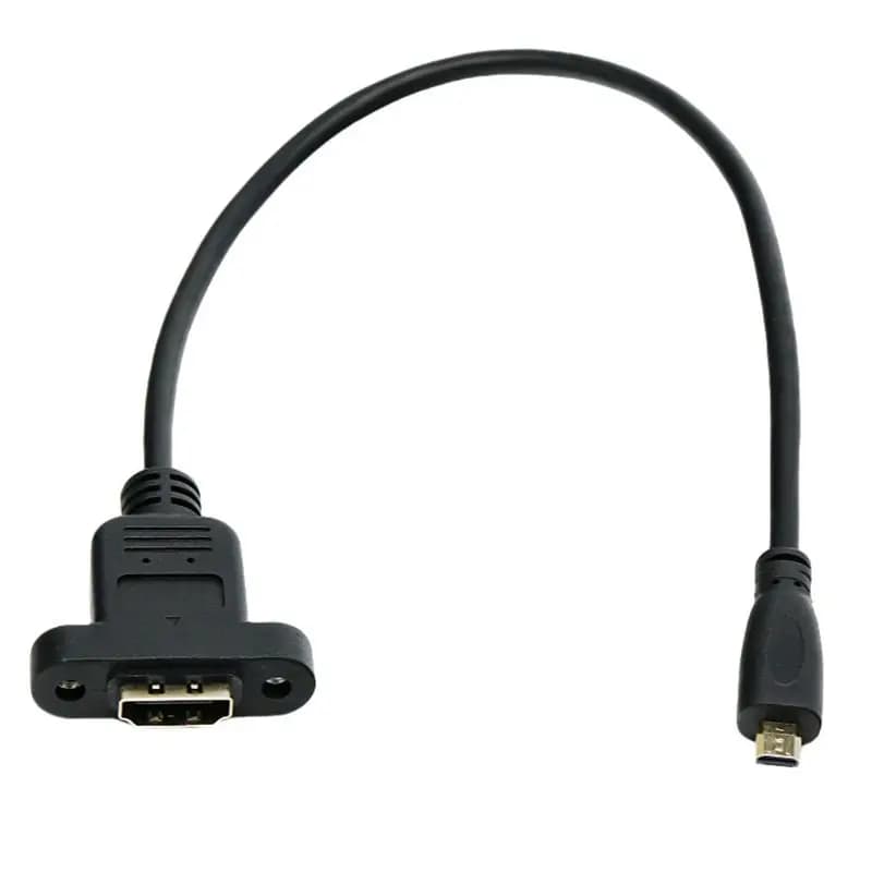 Cavo di prolunga Micro HDMI compatibile da maschio a HDMI femmina da 0,3 m con foro per vite per il fissaggio, da Micro D-Port a A-Port, cavo HD