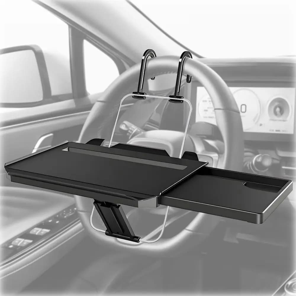 Supporto per laptop da volante 2-in-1 e vassoio regolabile per sedile posteriore con portabicchieri - Perfetto per viaggi e lavoro