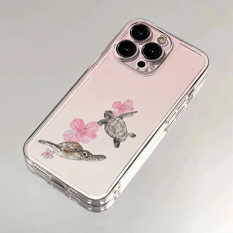 Custodia trasparente rosa sfumato a forma di tartaruga per iPhone 17 16 15 14 13 12 11 Pro/Max/Plus, anti-caduta e anti-shock