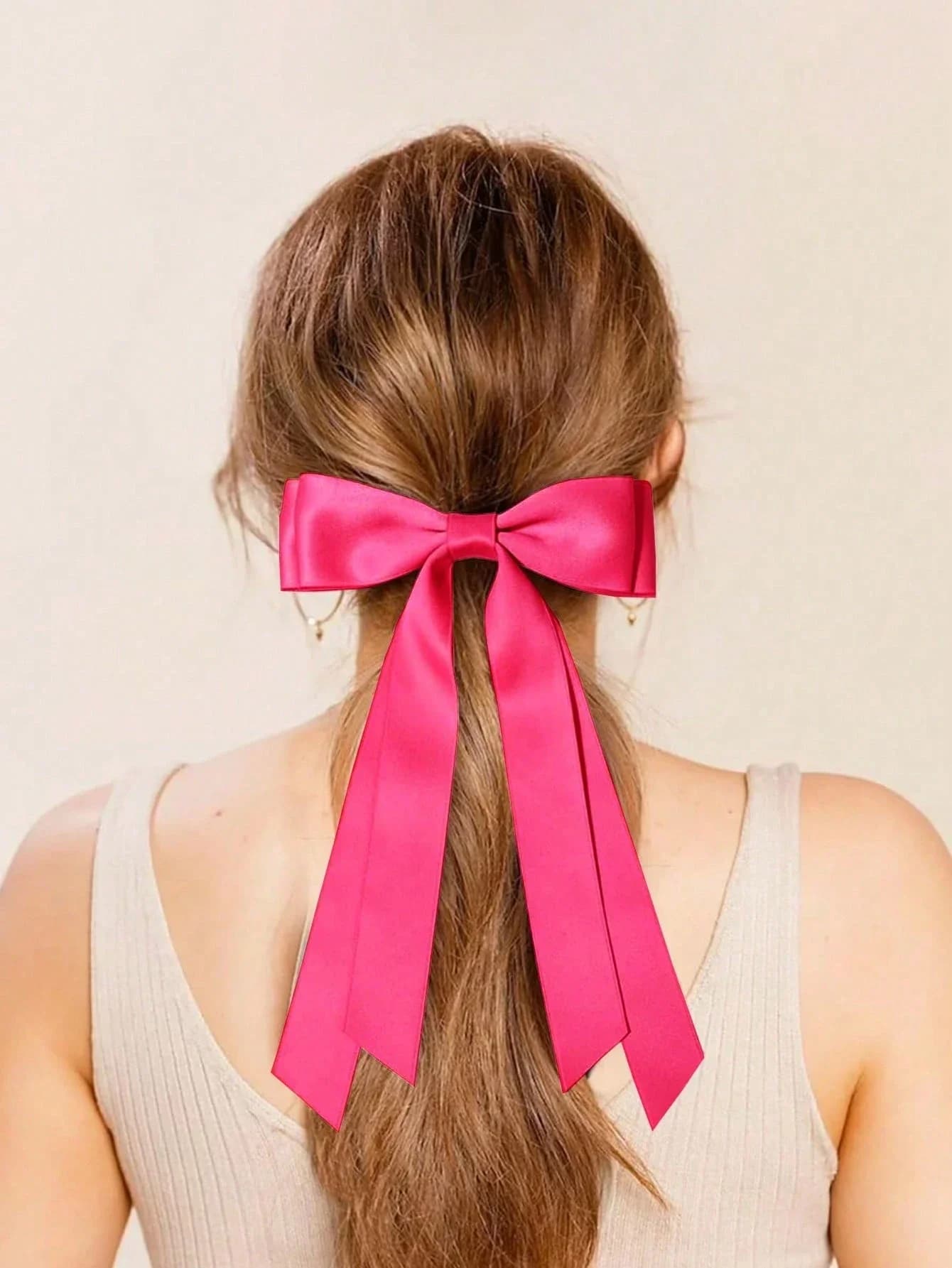 4 fermagli per capelli con fiocco in raso per donna, fermagli per capelli in tinta unita, graziosi accessori per capelli con nastro