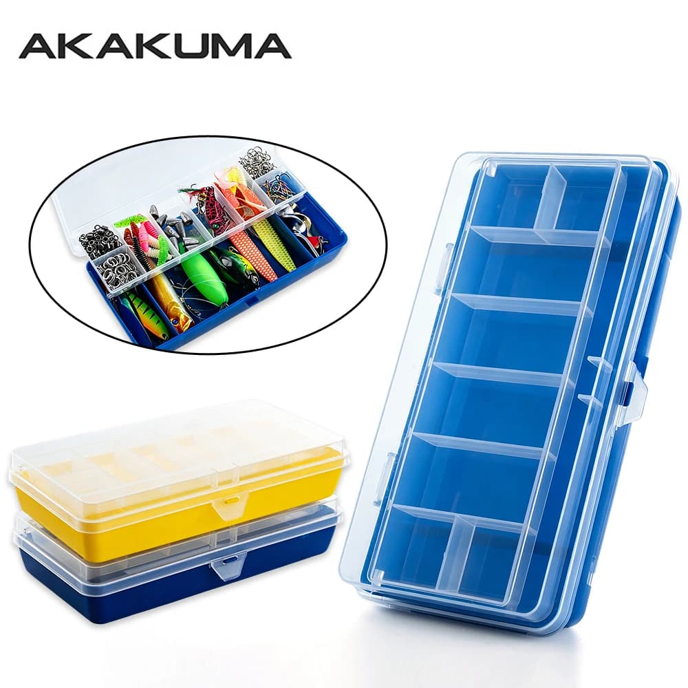 Double-Layer Fishing Lure Box ABS Tackle Storage Case Compartment Organizer for Hard Baits Soft Worms Hooks Accessories