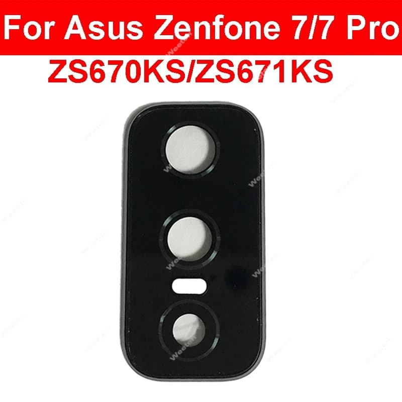 Rear camera glass lens for Asus Zenfone 7 7 Pro ZS670KS ZS671KS Rear camera lens frame support with adhesive repair part