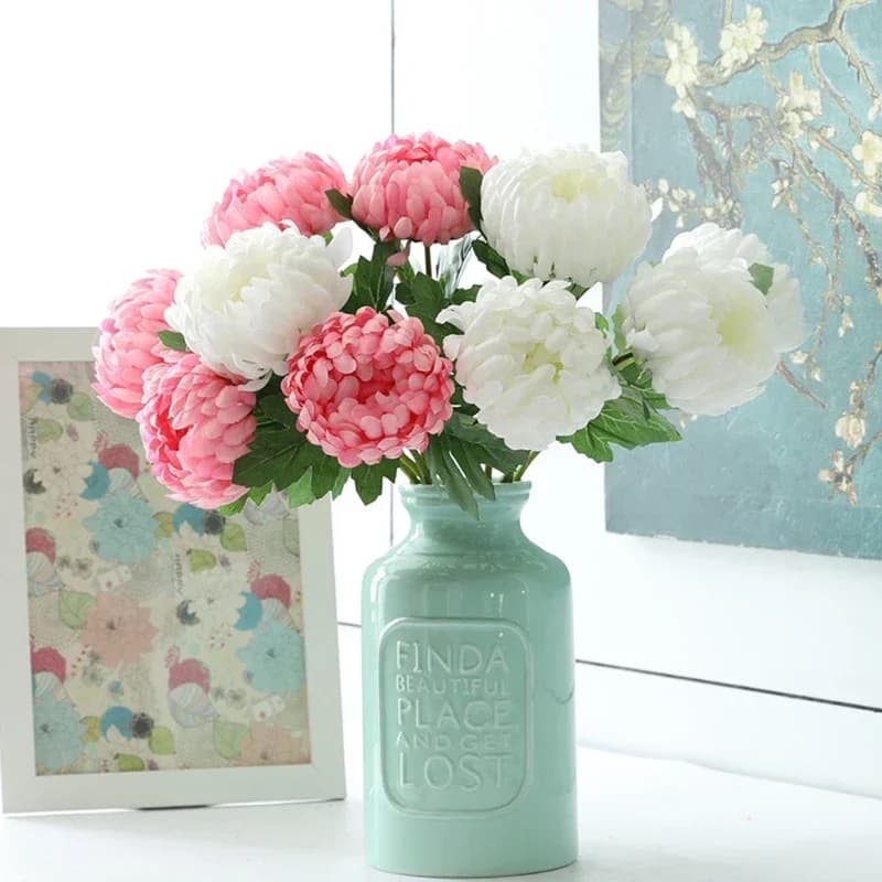 48 cm artificial flowers chrysanthemum bouquet beautiful silk decorations for house table organizing simulation fake plants home decorations