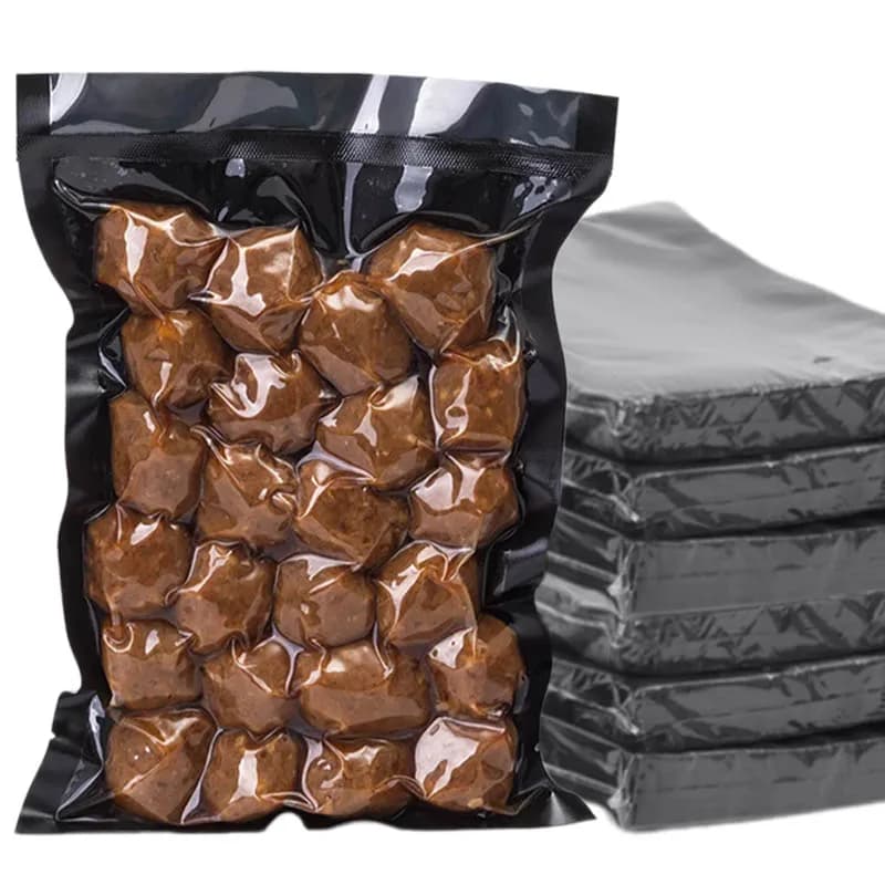 100 pezzi sacchetto per alimenti sottovuoto in nylon nero trasparente sacchetti di plastica per alimenti freschi carne pollo salsiccia frutta secca sacchetto di imballaggio sigillante