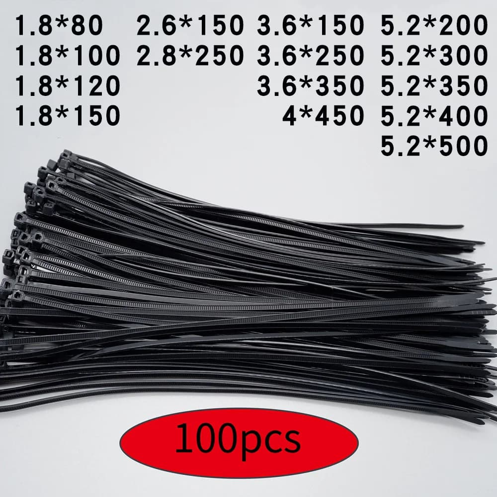 100 pz/borsa fascetta in Nylon di plastica autobloccante anello di fissaggio per fascette per cavi industriali bianco nero organizzare il fissaggio del cavo dei cavi