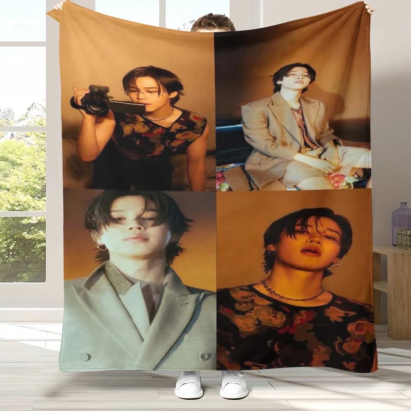 Coperta in flanella Jimin Kpop B-BTS Star, coperta in peluche ultra morbida e calda per la casa, la camera da letto, il divano, l'ufficio, il campeggio, il picnic, come regalo