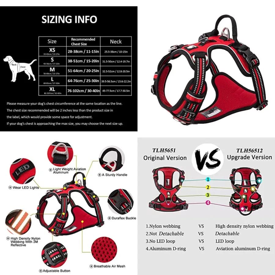 Imbracatura per cani in nylon riflettente, regolabile e confortevole, anti-strappo, colore brillante, Truelove TH56512 X