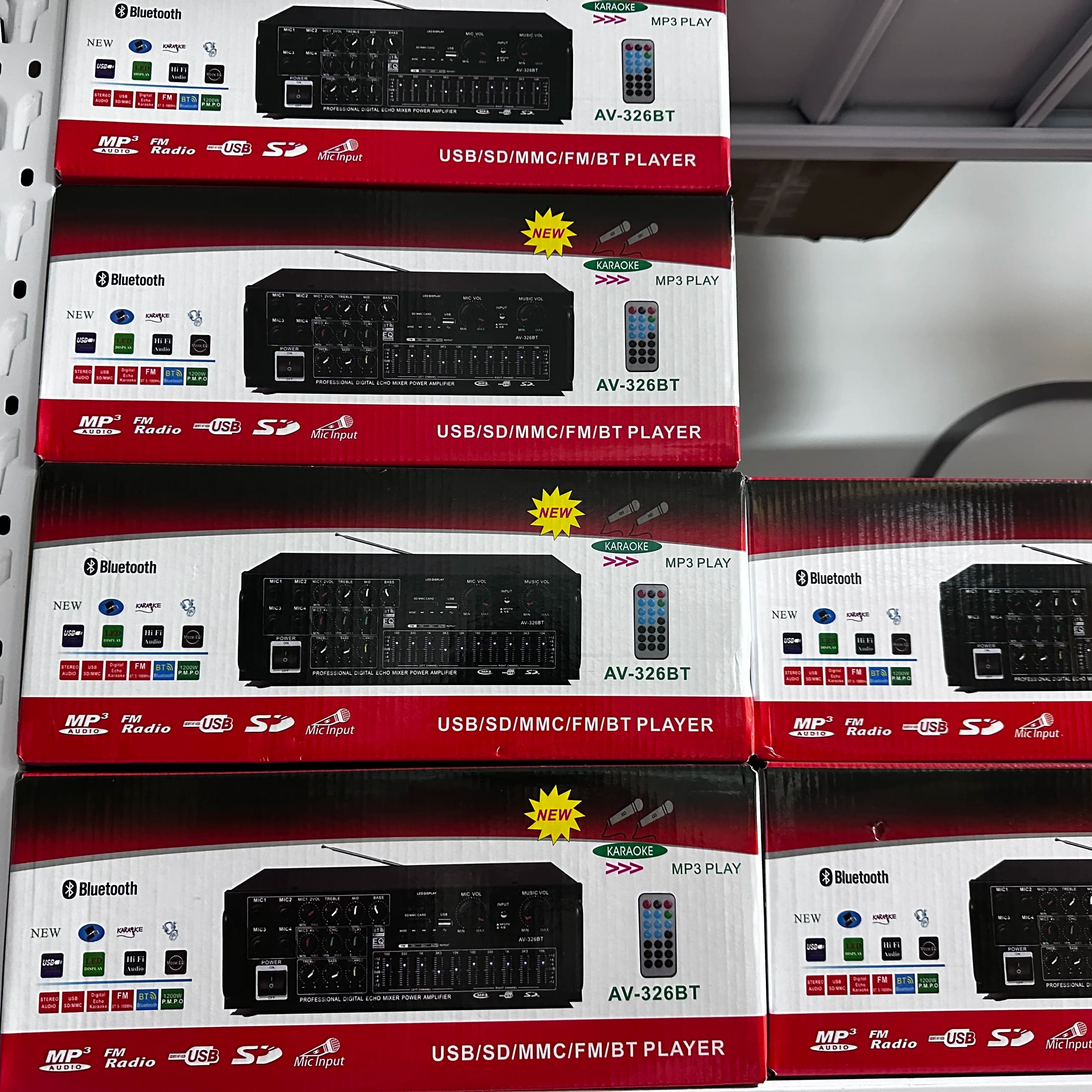 Amplificatore Audio Bluetooth 2000W HiFi per Altoparlanti 12V AV con Telecomando per Auto e Casa, 2.0 Canali