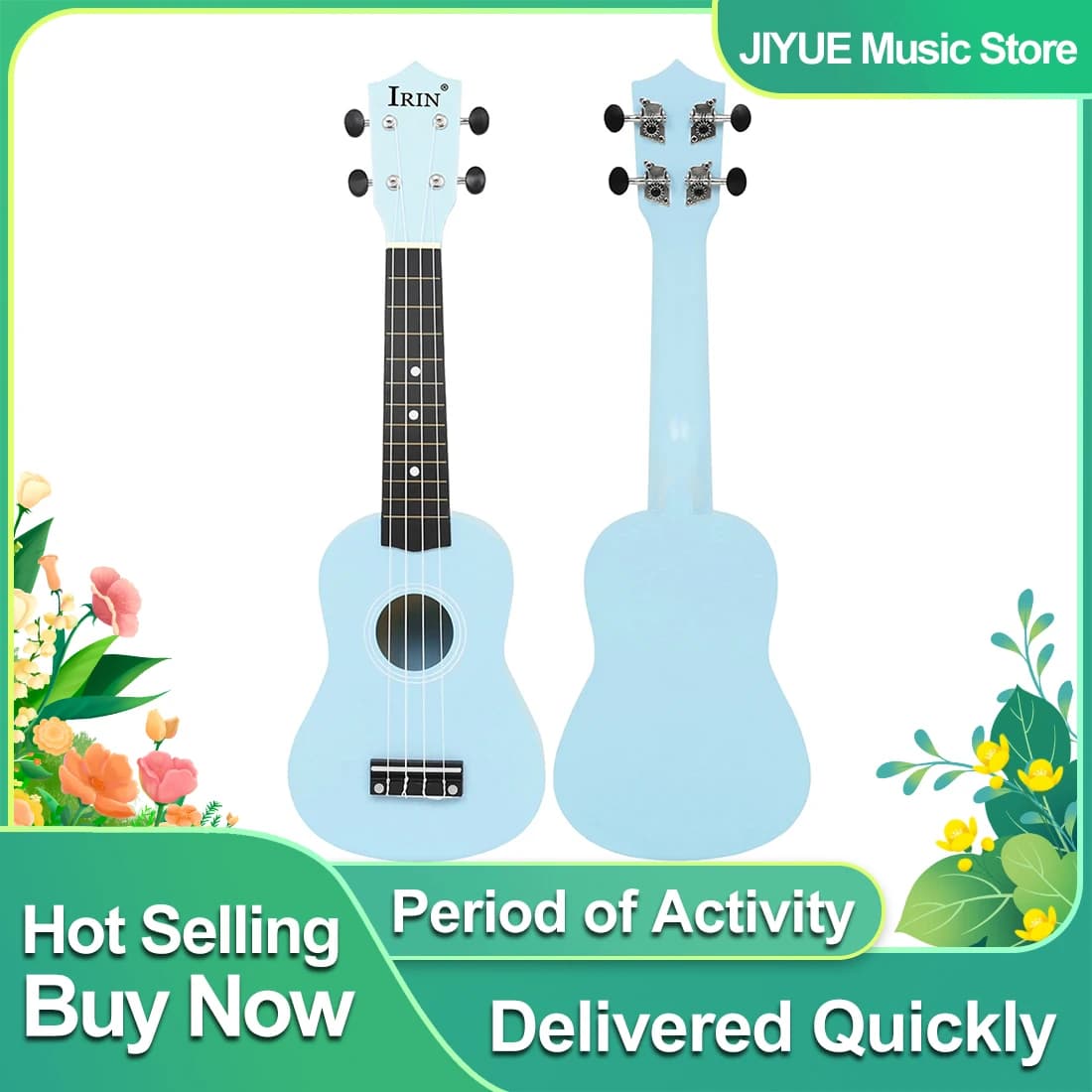IRIN 21 Inch Ukulele 4 Strings Guitar Mini Blue Hawaiian Guitarra Basswood Ukulele Stringed Instrument Beginner Children's Gifts