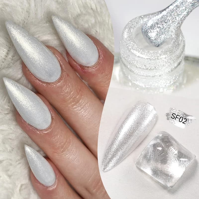LILYCUTE 7ml Glitter Nail Polish Colorful Brilliant Pearl Aurora Effect Shell Manicue Nail Art Paint No need for cured lamp
