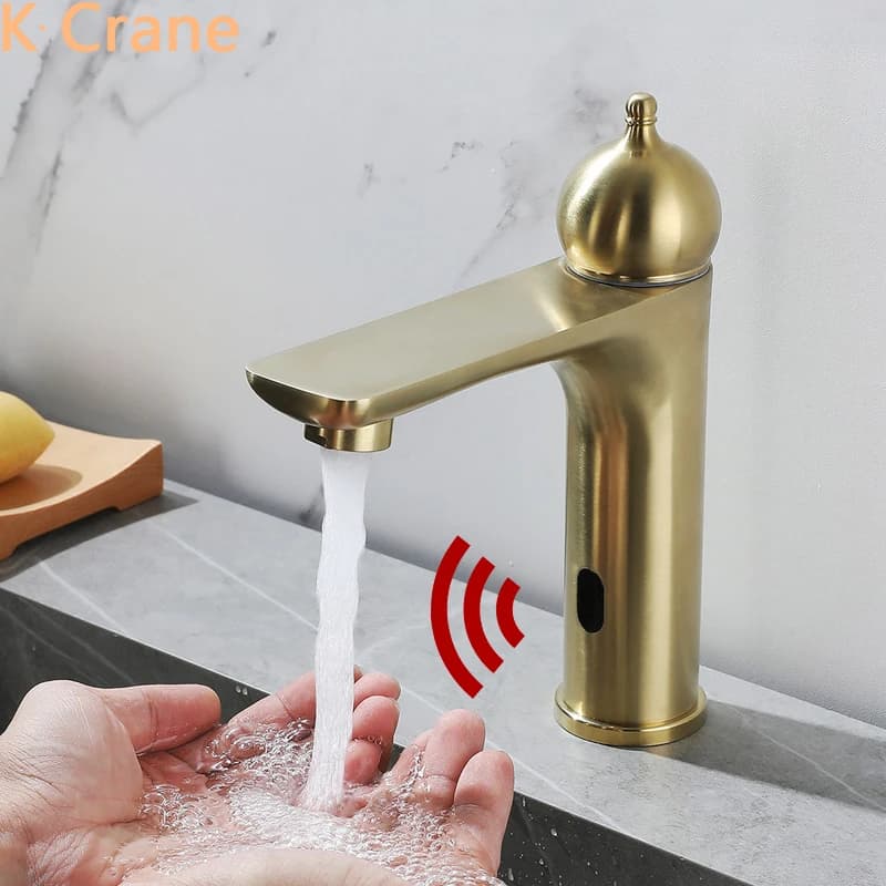 Infrared Motion Sensor Touchless Faucet Bathroom Hot Cold Mixer Stainless Steel Tap Basin Sink Deck Mount Induction Modern Grifo