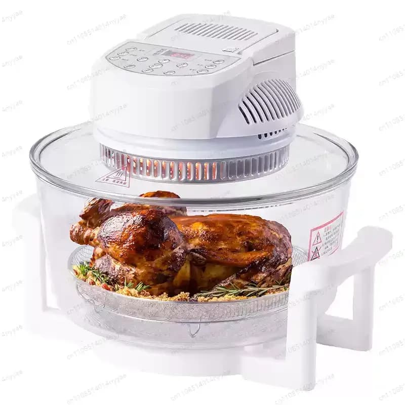 Transparent Air Fryer Oven - 12L Digital Halogen Convection Turbo Flavor Wave with Glass Bowl