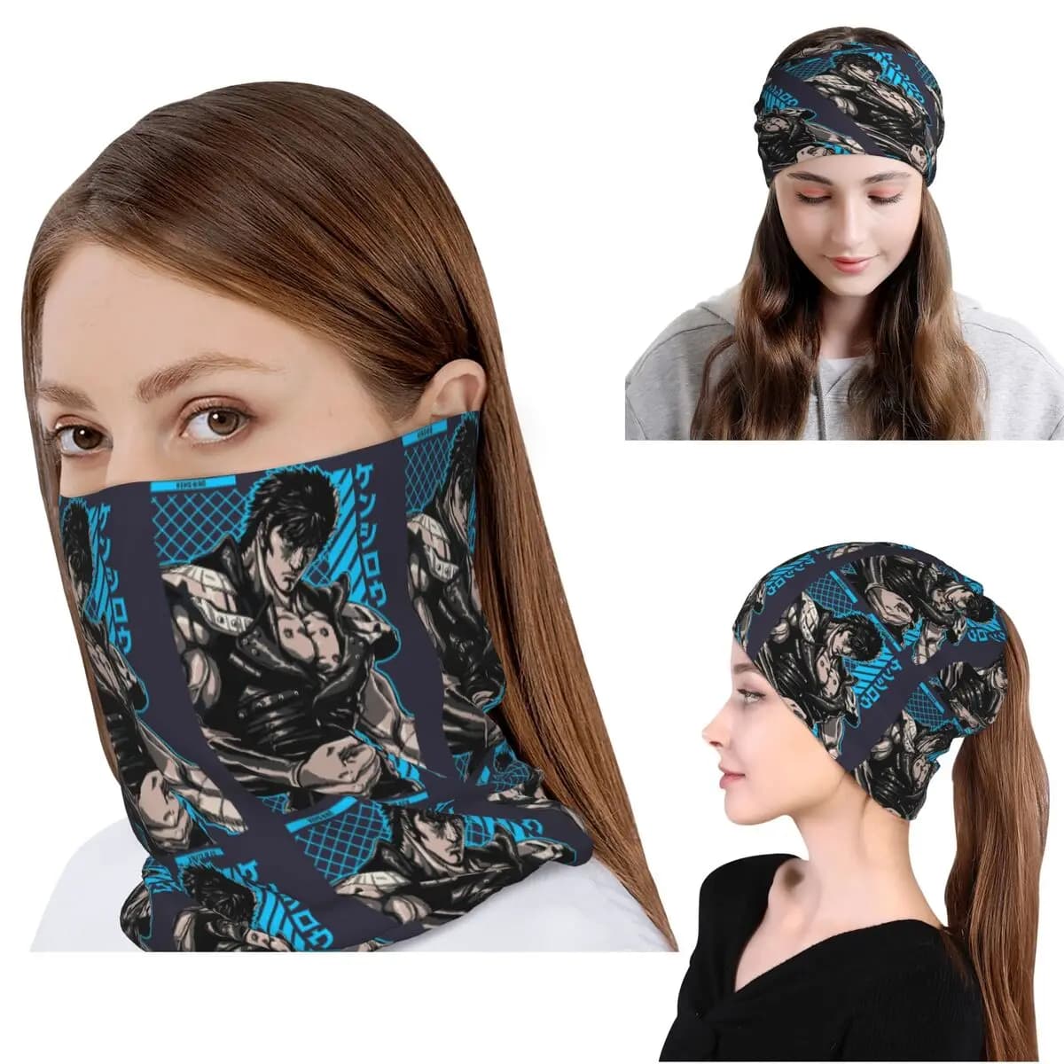 Fascia per il collo con bandana Fist Of The North Star Kenshiro, sciarpa multiuso, fascia per la testa, berretto per uomo e donna, lavabile