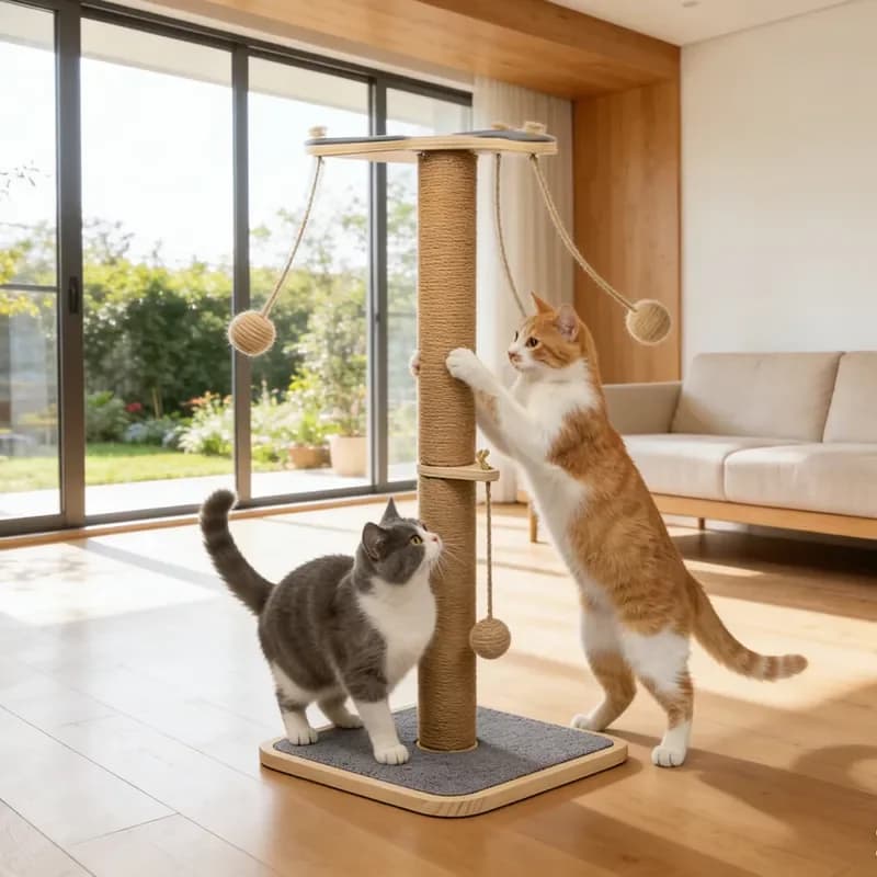 Cat Scratch Board Toy Wear-Resistant Non-Crumbs Sisal Claw Column Self-Hi Anti-Boredom Vertical Cat Climbing Cat Tree
