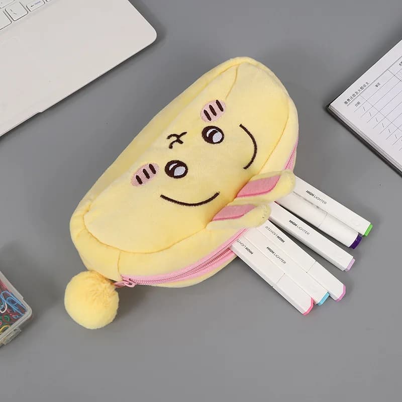 Student Ins Chiikawa Pencil Case Stationery Bag Stationery Storage Bag Pencil Case Velvet Cute Kawaii Cartoon Large Capacity