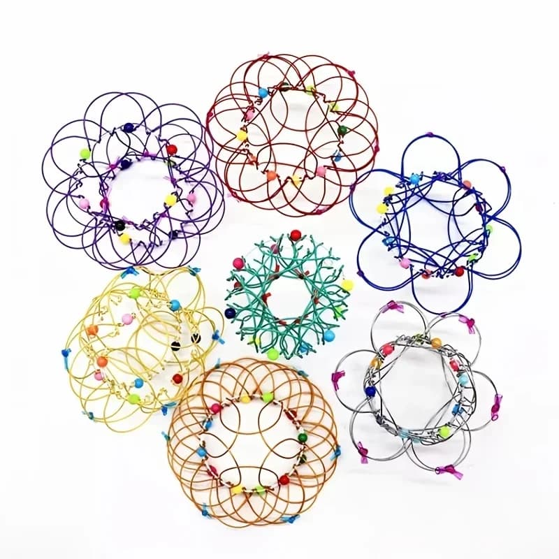 Educational Fidget Toys For Kids And Adults - Mandala Decompression Flower Basket & Steel Ring Sensory Halloween Christmas Gift