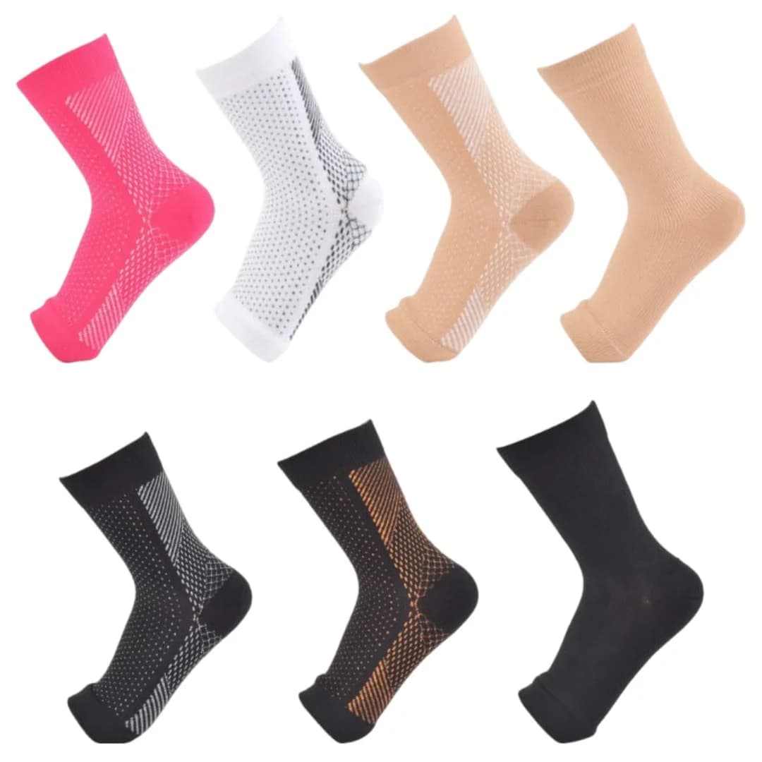 1 paio di maniche per calzini sportivi a compressione elastica leggera, calzini termoretraibili funzionali, supporto per caviglia, calzino per fitness