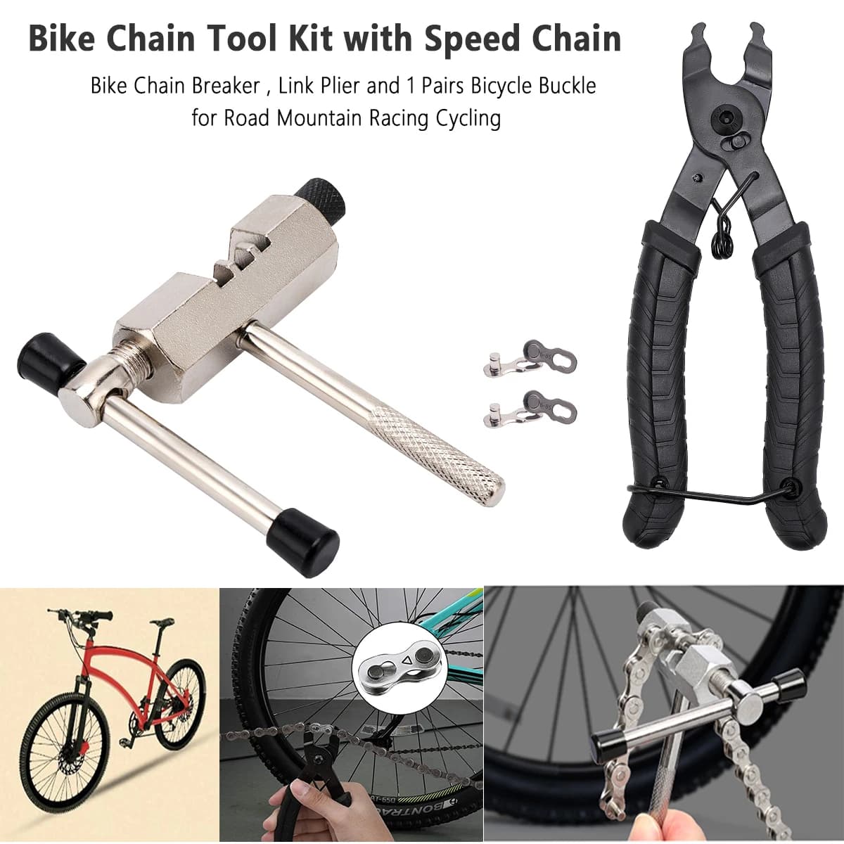 4 Bike Chain Repair Tools Set, , Master Link Pliers, Remover Pliers for Trekking ,City bikes, Mountain Bikes