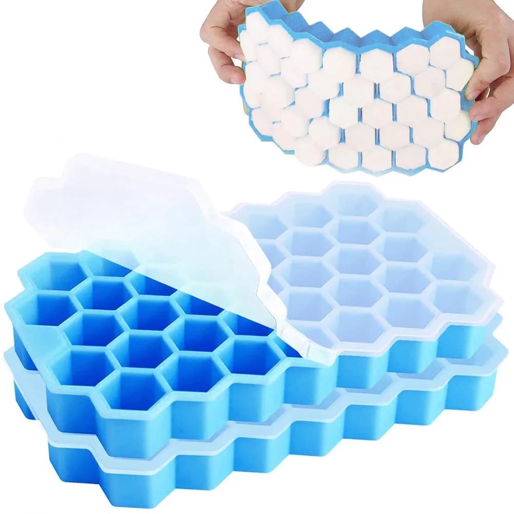 Creatore di cubetti Stampo per ghiaccio in silicone Vassoio per cubetti di ghiaccio a nido d'ape Stampo in silicone Magnum Forme Stampo per uso alimentare per cocktail di whisky