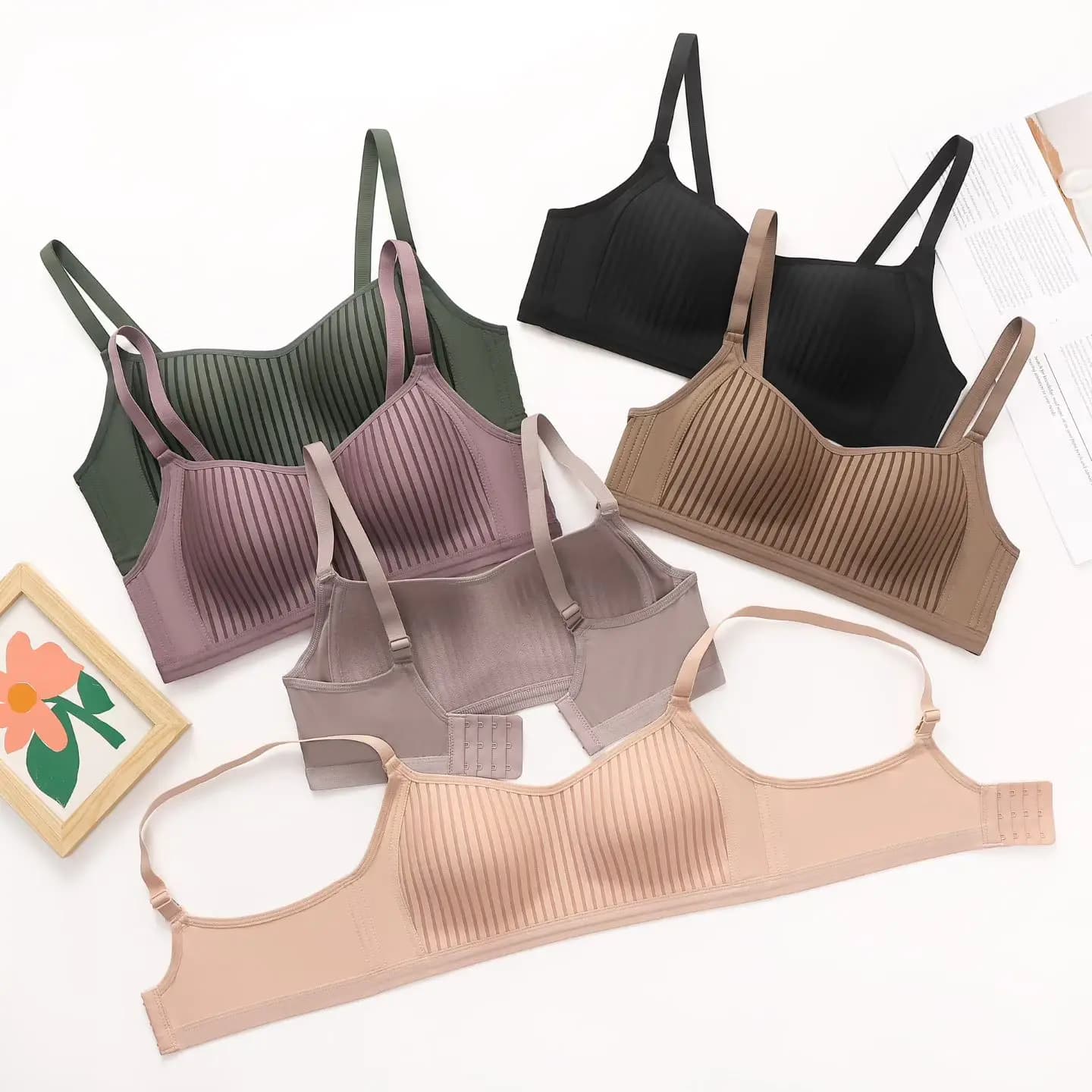 Reggiseno da donna push up con seno piccolo senza cuciture di grandi dimensioni senza fili Reggiseno con riduzione del seno a coppa fissa stile sottile