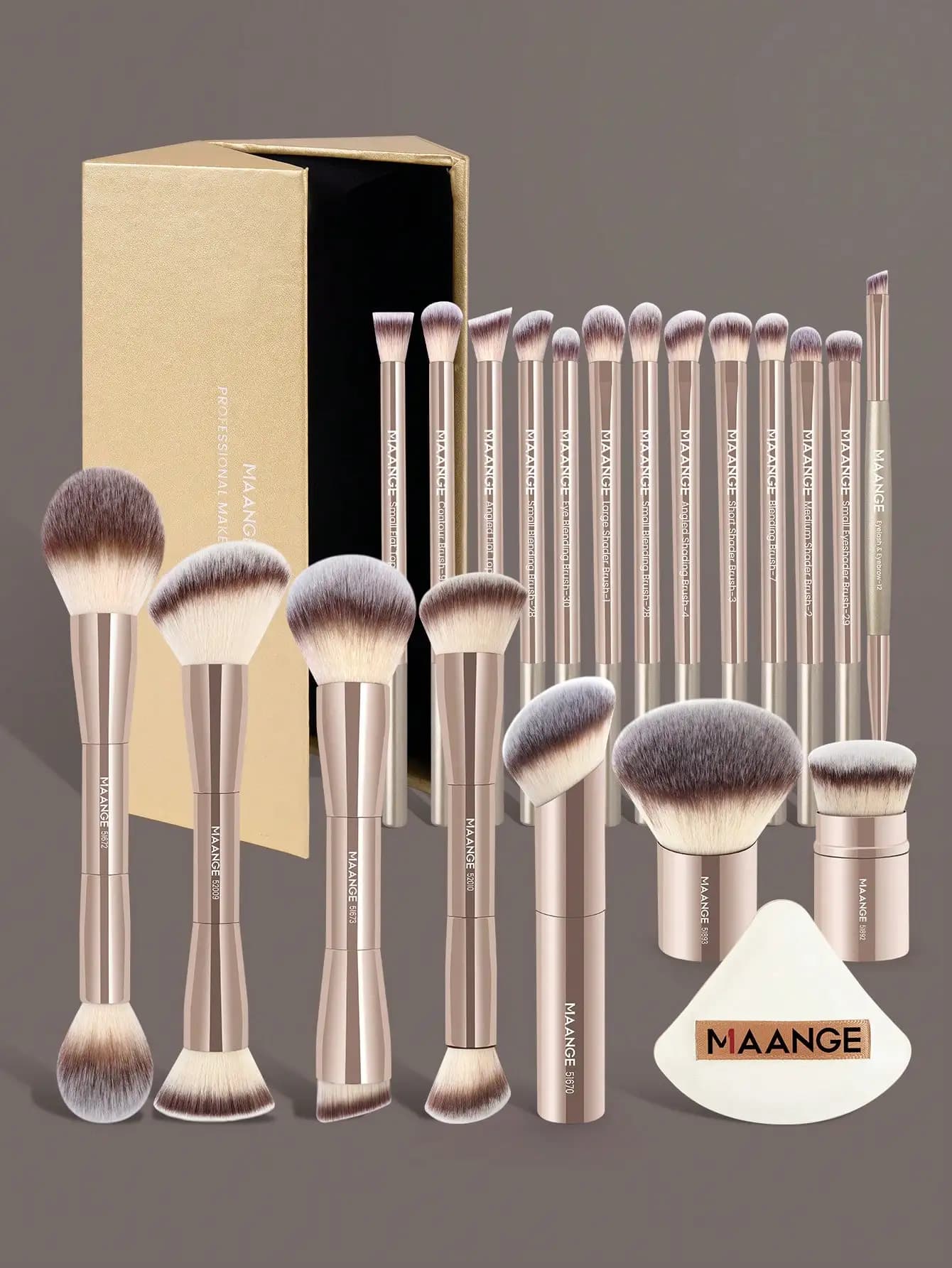 MAANGE Set di pennelli professionali per il trucco da 1/7/5/11/13/16/21 pezzi, include borsa per il trucco, pennello per fondotinta, pennello per fard, pennello per ombretto, pennello per sopracciglia, pennello per contorno, pennello per cipria, kit completo di strumenti per il trucco, essenziale per i viaggi