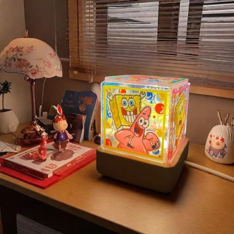 Lampada da Comodino Fai-da-Te SpongeBob, Luce Notturna, Ornamento Luminoso da Scrivania, Regalo Artigianale per Coppie, Amici, Ragazze, Regalo di Compleanno, Anime Nuovo