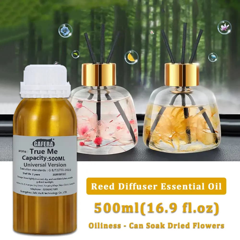 GAFERA 500ml (16.9 fl.oz) Oli Essenziali True Me - Olio Aromatico di Ricambio per Diffusori a Bastoncini e Aromaterapia Senza Fiamma