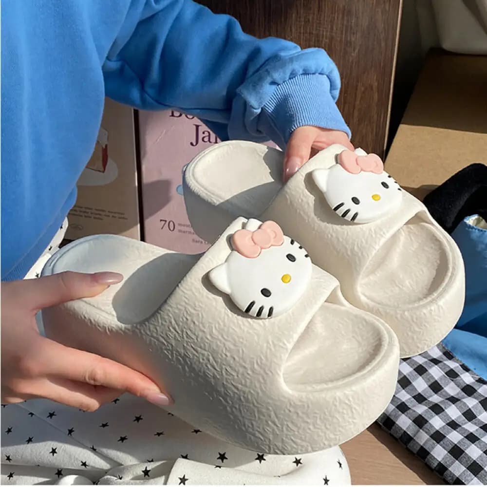 Ciabatte estive Hello Kitty Eva con suola spessa, sandali Sanrio per ragazze, scarpe da esterno, scarpe da donna, cartoni animati, Kawaii, moda femminile Kt.
