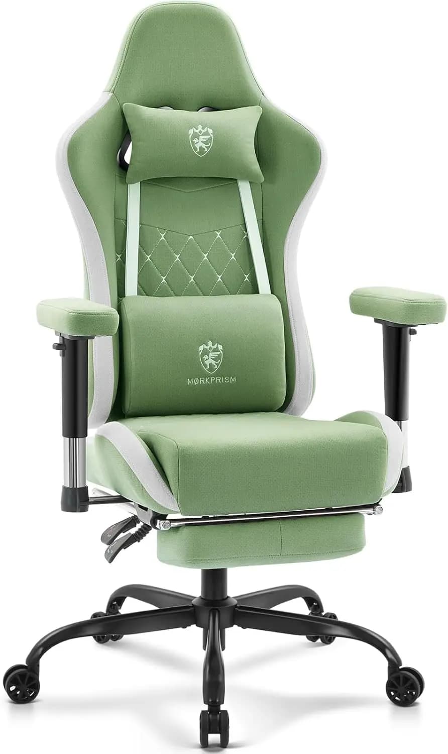 Sedia da Gaming Ergonomica con Poggiapiedi, Tessuto Traspirante, Supporto Lombare Regolabile, Sedia Reclinabile per Gamer con Cuscino a Molla