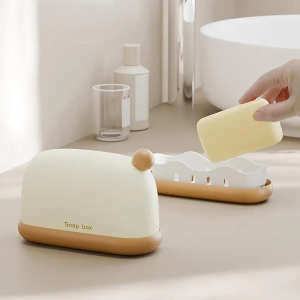 Soap Holder with Lid Leakproof Soap Box with Lid Drain Tray Portable Travel Soap Holder Dustproof Bar Storage Case for Home